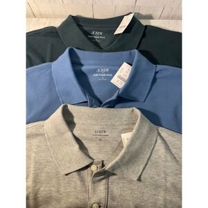 Lot of 3 J Crew Mens Flex Pique Polo Shirts Large NWT Bundle